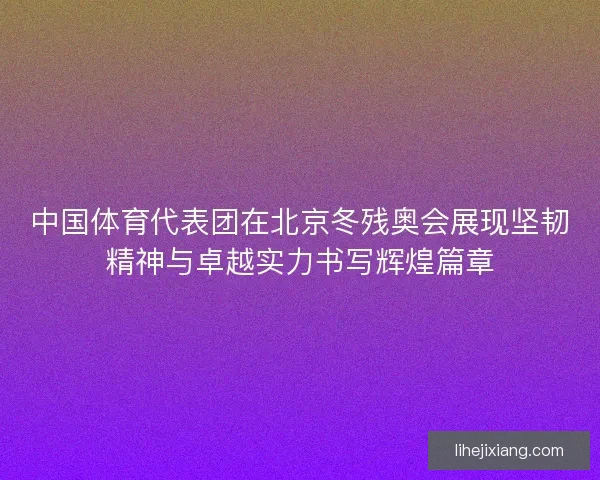 中国体育代表团在北京冬残奥会展现坚韧精神与卓越实力书写辉煌篇章